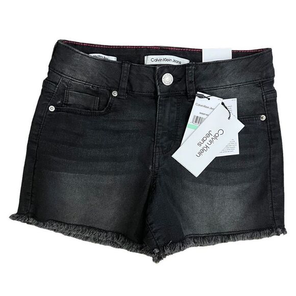 Calvin Klein Girls Mid-Rise Boy Jean Shorts Black Size 8 - Picture 1 of 9